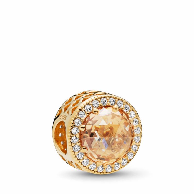 Pandora Shine™ Radiant Hearts Charm - 18ct Gold Plated/Gold/Cubic Zirconia - Canada | JL8050VT